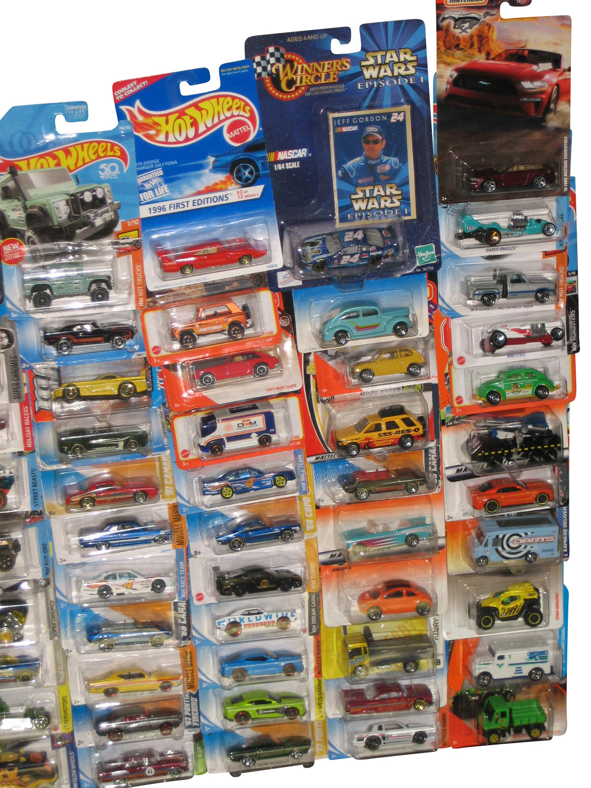 Hot Wheels & Matchbox Mattel Die-Cast Mixed Collection -- (Lot of 74 Toy Cars)