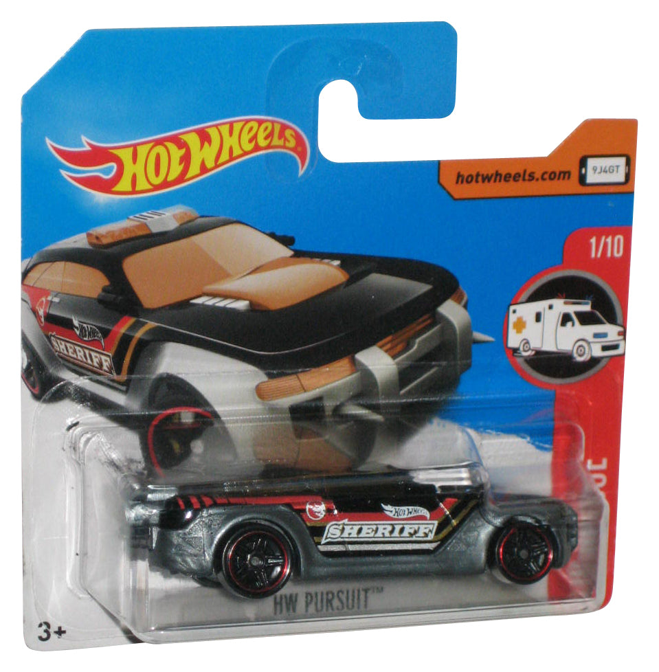 Hot Wheels HW Rescue (2015) Police Sheriff Pursuit Black & Silver Car 1/10 - (Short Card)