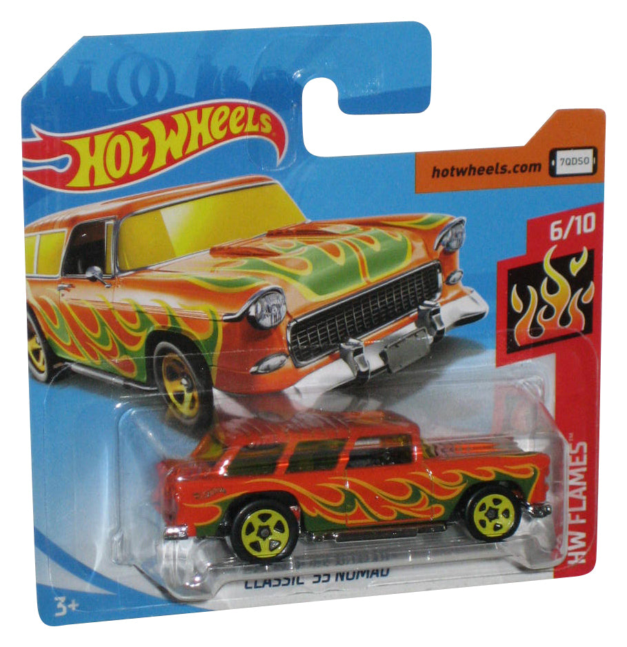 Hot Wheels HW Flames 6/10 (2017) Orange Classic '55 Nomad Toy Car 349/365 - (Short Card)