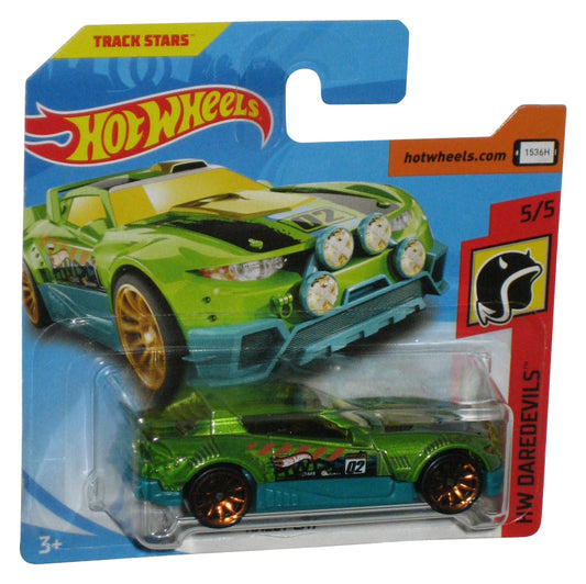 Hot Wheels HW Daredevils (2017) Blue & Green Rally Cat Toy Car 5/5 - (Short Card)