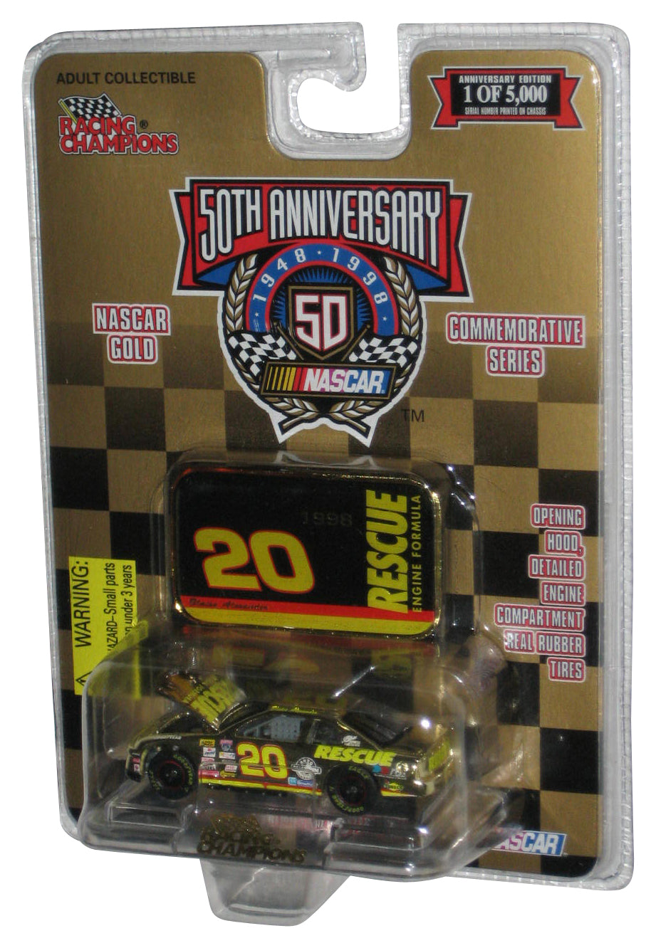 Nascar Racing Champions 50th (1998) Gold Rescue Engine Formula Toy Car #20
