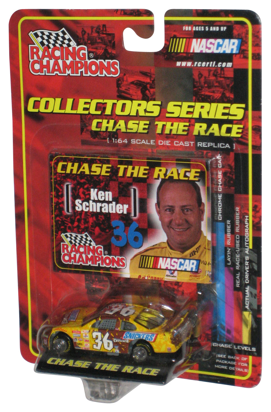 Nascar Racing Champions Chase The Race (2001) Yellow Snickers Ken Shrader Toy Car #36