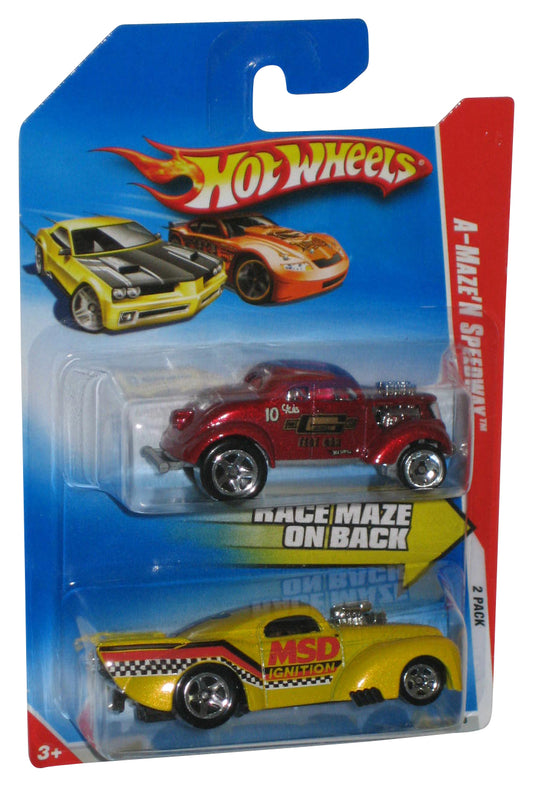 Hot Wheels A-Maze'N Speedway (2009) Mattel Red & Yellow Toy Car 2-Pack