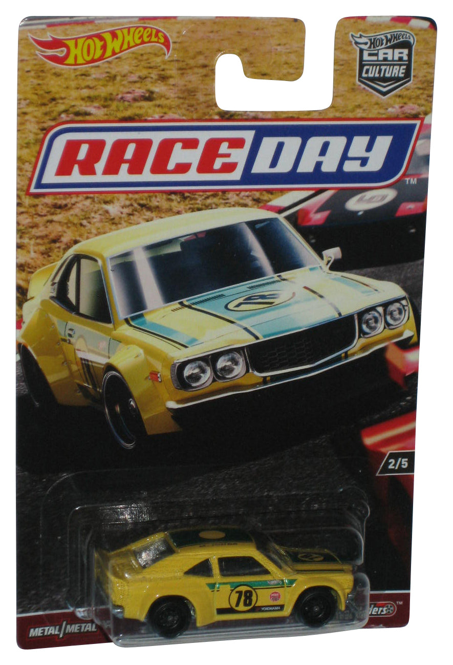 Hot Wheels Race Day Car Culture (2016) Yellow Mazda RX3 Real Riders Toy Car 2/5