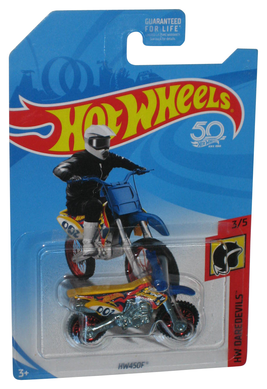 Hot Wheels HW Daredevils (2017) HW450F Yellow & Blue Motorcycle Bike Toy 3/5