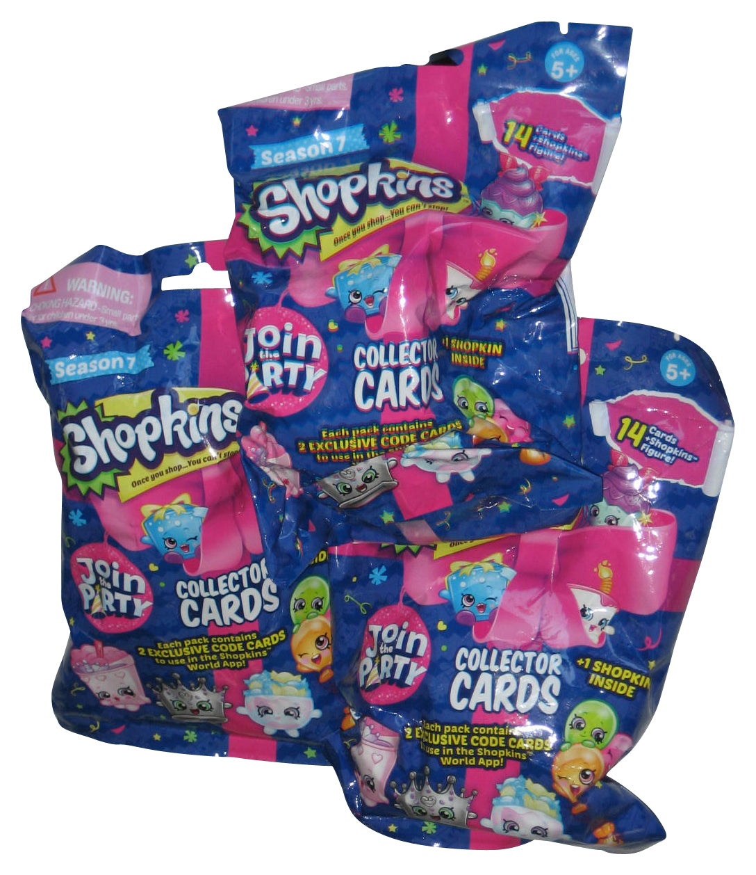 Shopkins Season 7 Moose Toys Blind Mystery Figure w/ Cards Lot - (3 Random Bags)