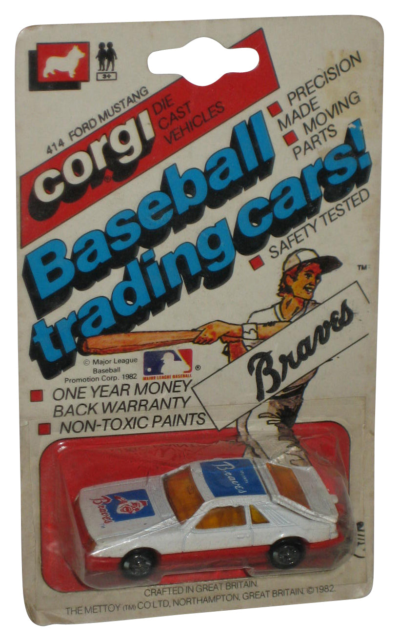 Corgi MLB Baseball Braves (1982) Ford Mustang White Toy Car #414 - (Damaged Packaging)