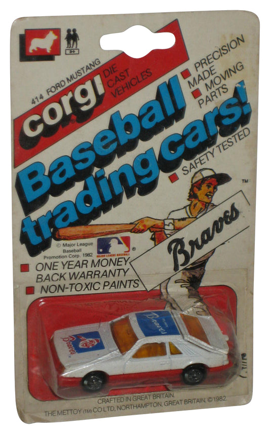 Corgi MLB Baseball Braves (1982) Ford Mustang White Toy Car #414 - (Damaged Packaging)
