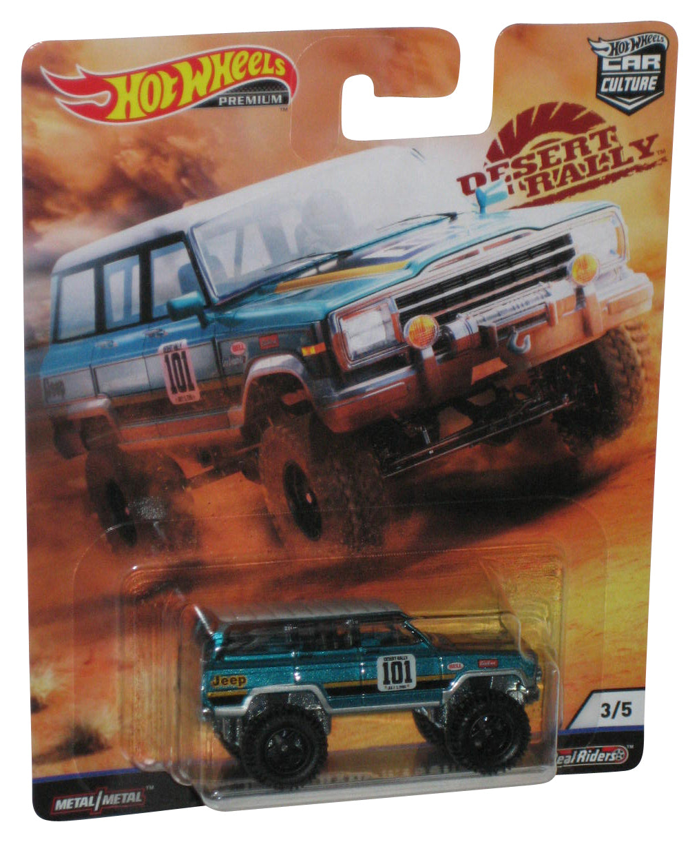 Hot Wheels Car Culture Desert Rally (2019) Green '88 Jeep Grand Wagoneer Real Riders Toy Car 3/5