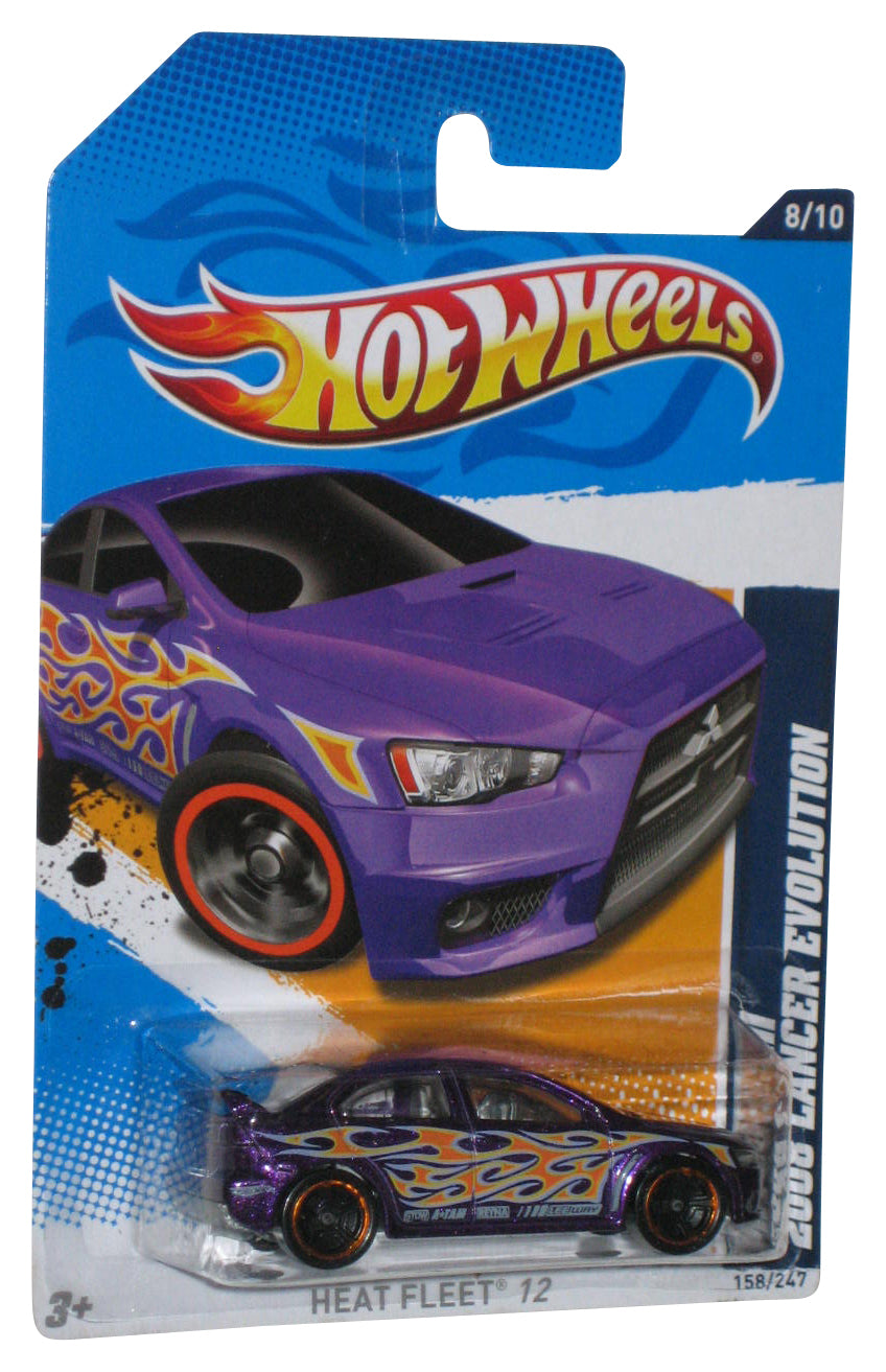 Hot Wheels Heat Fleet '12 8/10 Mitsubishi 2008 Lancer Evolution Purple Car 158/247