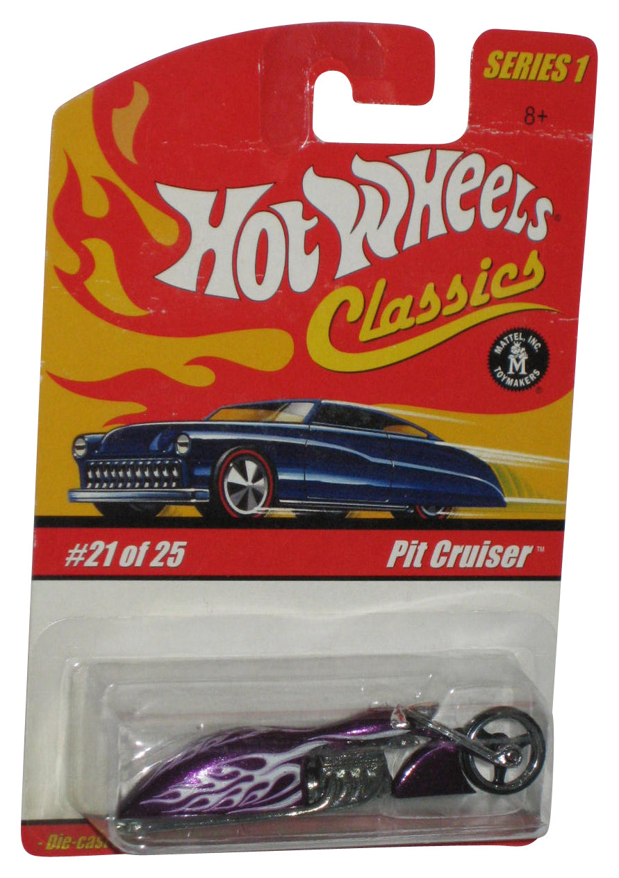Hot Wheels Classics Series 1 (2004) Purple Pit Cruiser Motorcycle Bike Toy 21/25 - (Card Crease)