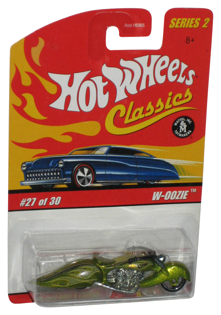 Hot Wheels Classics Series 2 (2005) Green W-Oozie Motorcycle Bike Toy #27/30