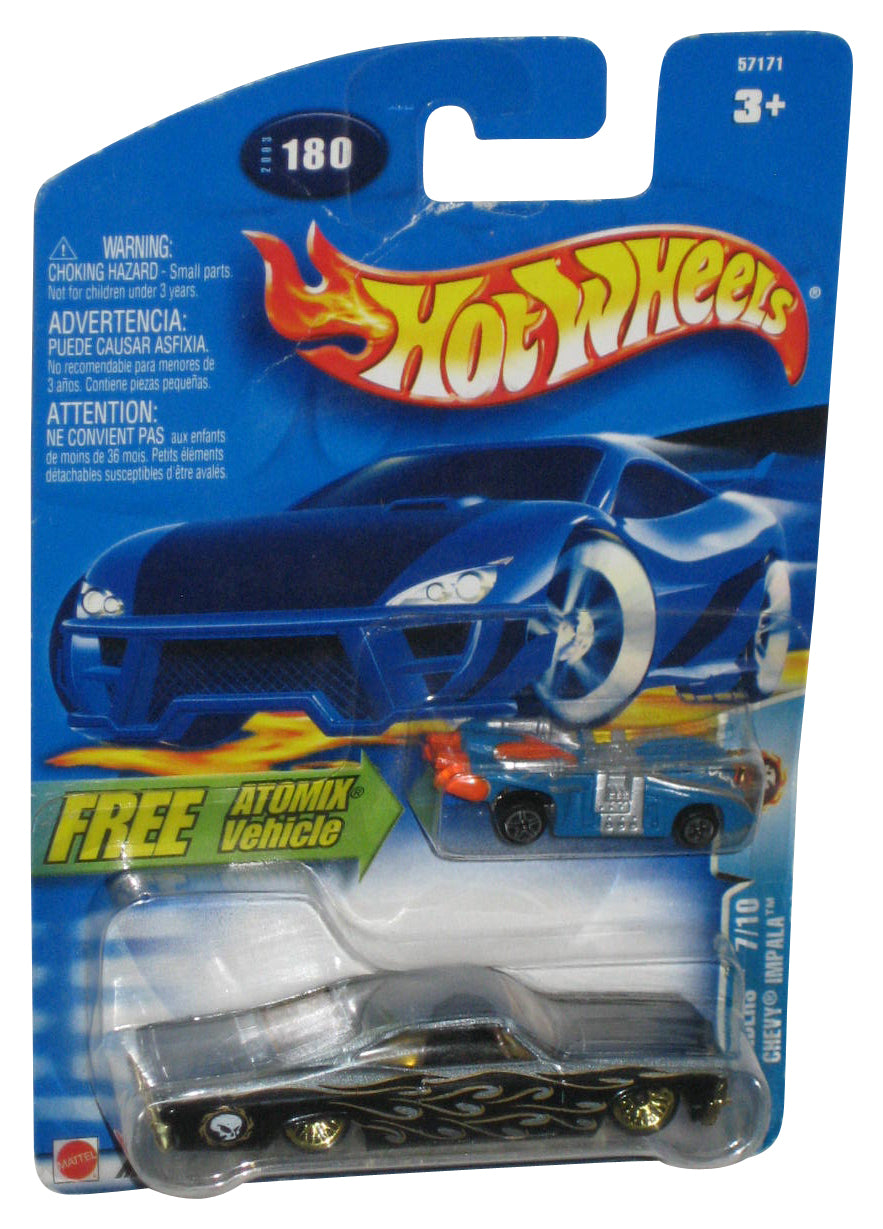 Hot Wheels Wastelanders 7/10 (2003) Gray Chevy Impala Toy Car w/ Atomix Vehicle #180