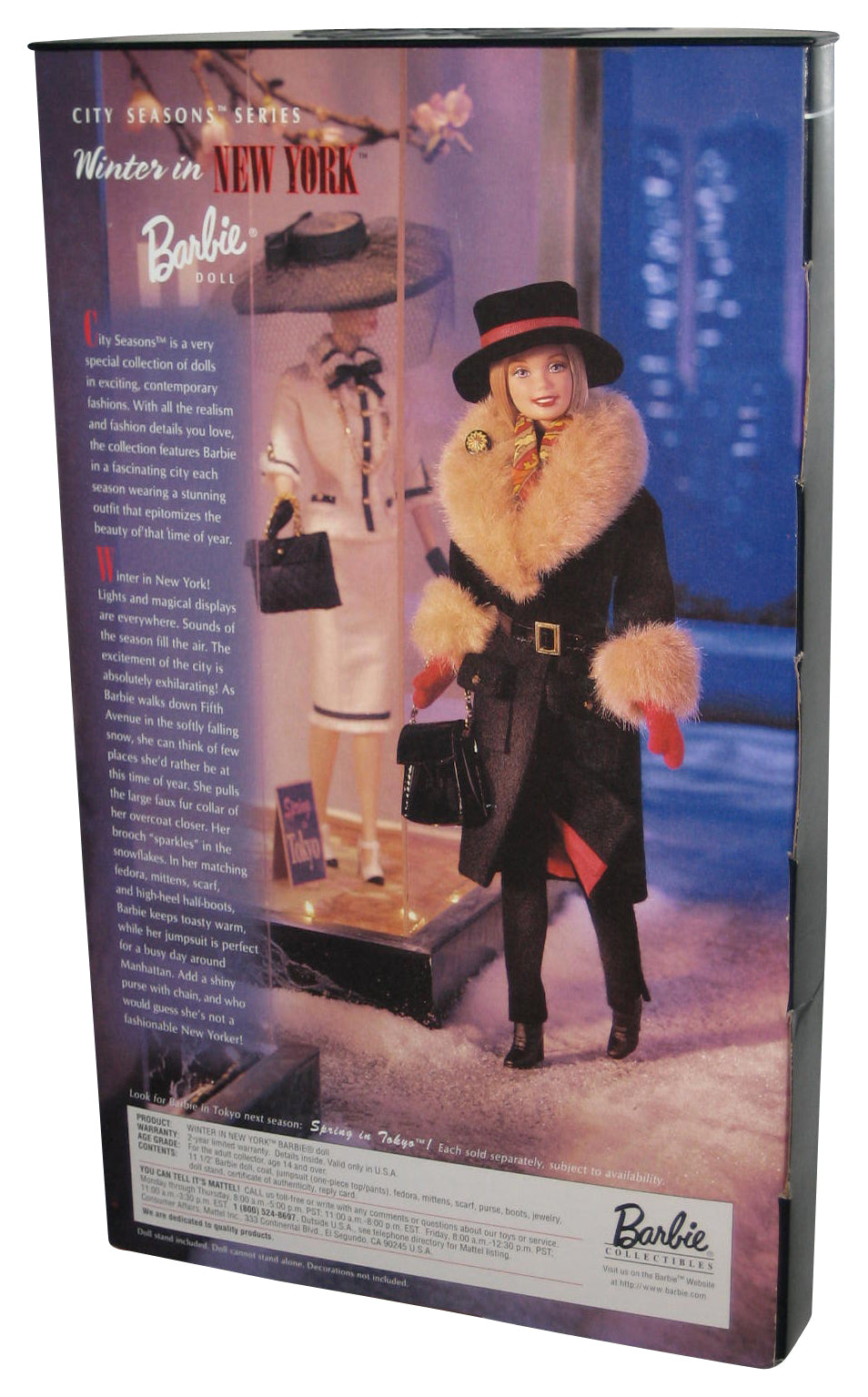Barbie City Seasons 1998 Winter In New York Collector Mattel Toy Doll