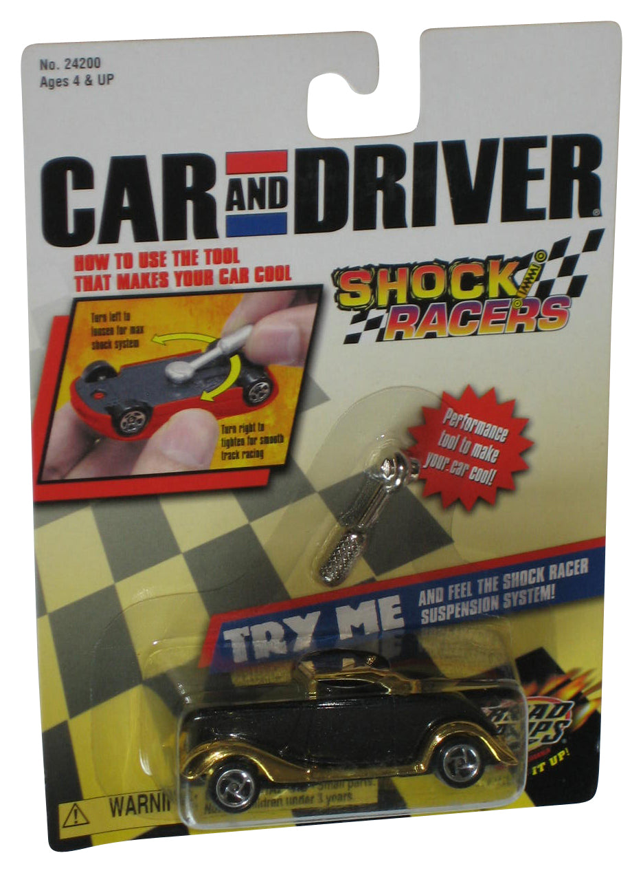 Road Champs Car And Driver Shock Racers (2000) 1933 Ford Coupe Black & Gold Jakks Pacific Blue Toy Car