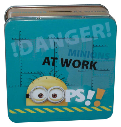 Despicable Me Minions At Work Tin Box Mini Piggy Bank Coin Safe