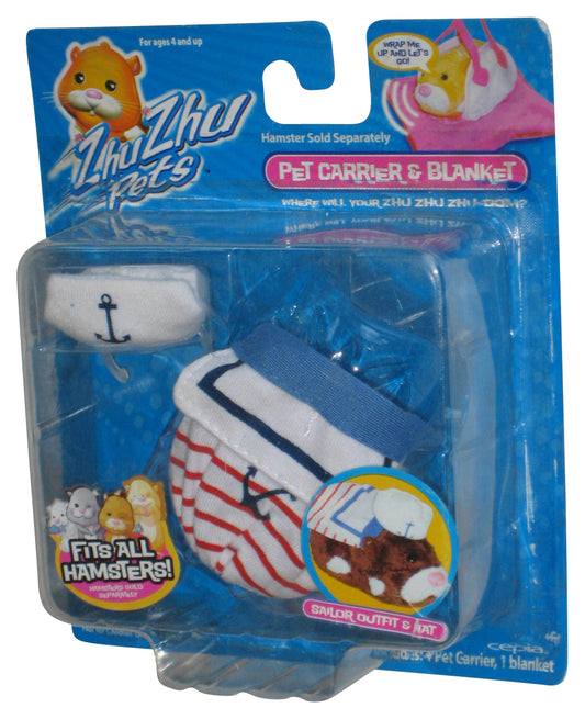 Zhu Zhu Pets Hamster (2008) Cepia Sailor Outfit & Hat Pet Carrier & Blanket Clothing
