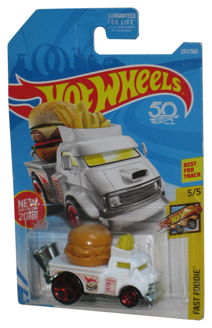 Hot Wheels Fast Foodie 5/5 (2018) White Buns of Steel Toy Car 237/365 - (Back Card Wear)