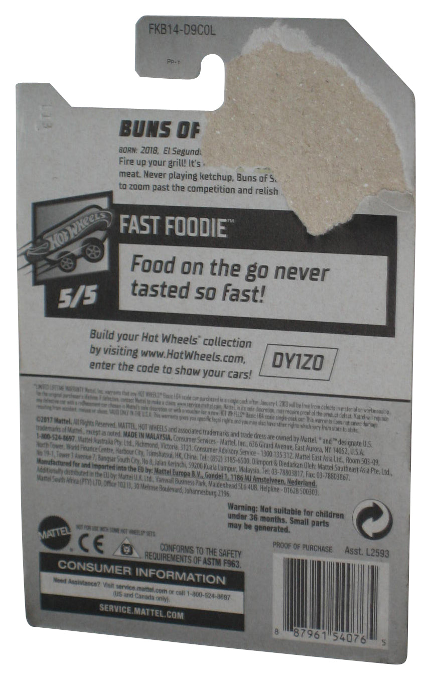 Hot Wheels Fast Foodie 5/5 (2018) White Buns of Steel Toy Car 237/365 - (Back Card Wear)