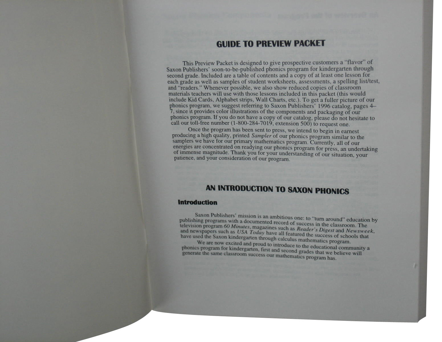 Saxon Phonics K-2 Preview Packet Paperback Book - (Lorna Simmons)