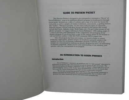 Saxon Phonics K-2 Preview Packet Paperback Book - (Lorna Simmons)