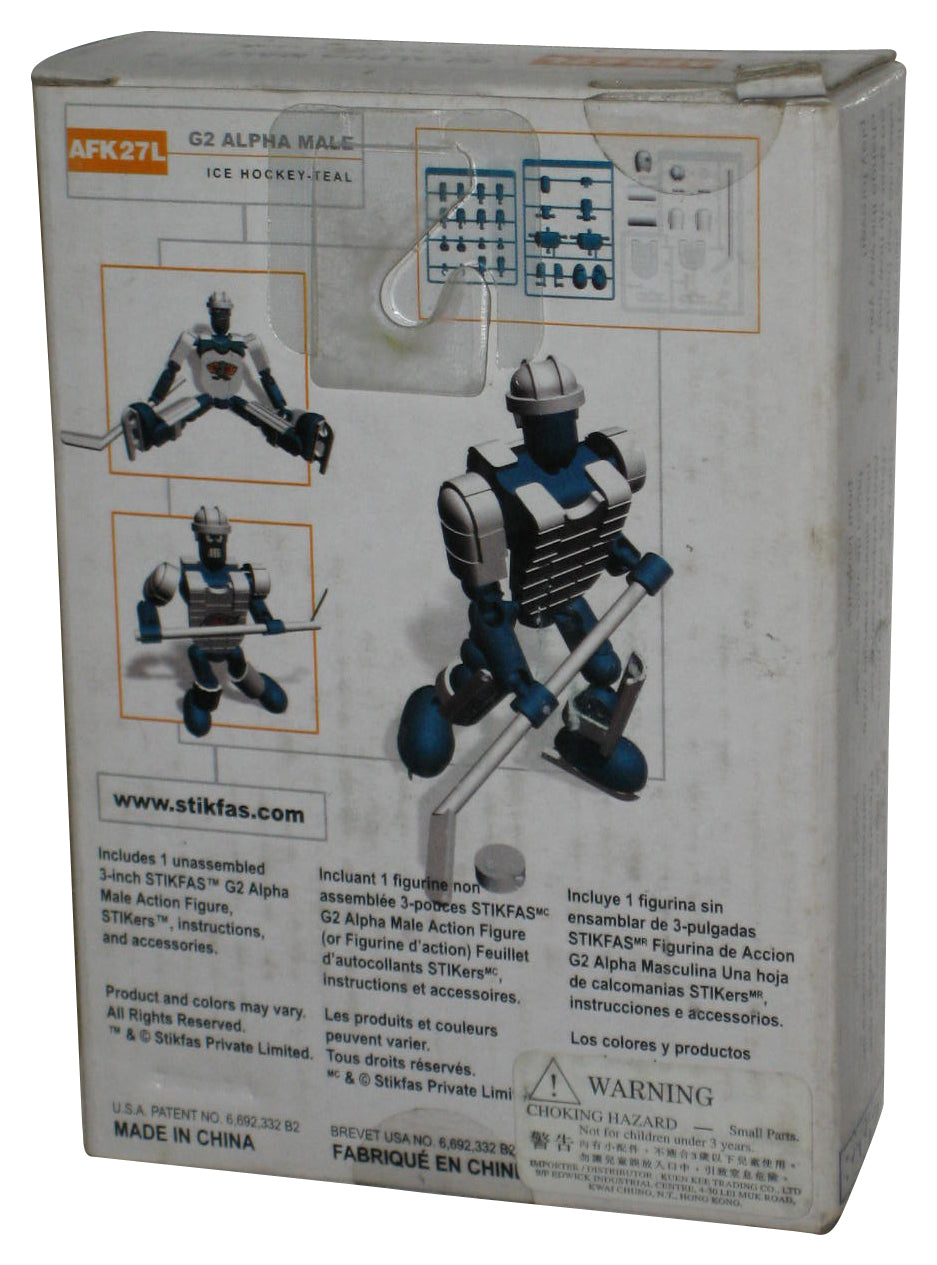 Stikfas Alpha Male G2 Teal Ice Hockey Player (2004) Hasbro Poseable Figure AFK27L