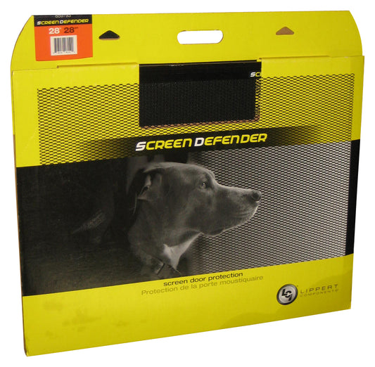 Lippert 28" Screen Defender RV Entry Door Protector Kit with Black Powder-Coated Aluminum For Pet Protection on Travel Trailers