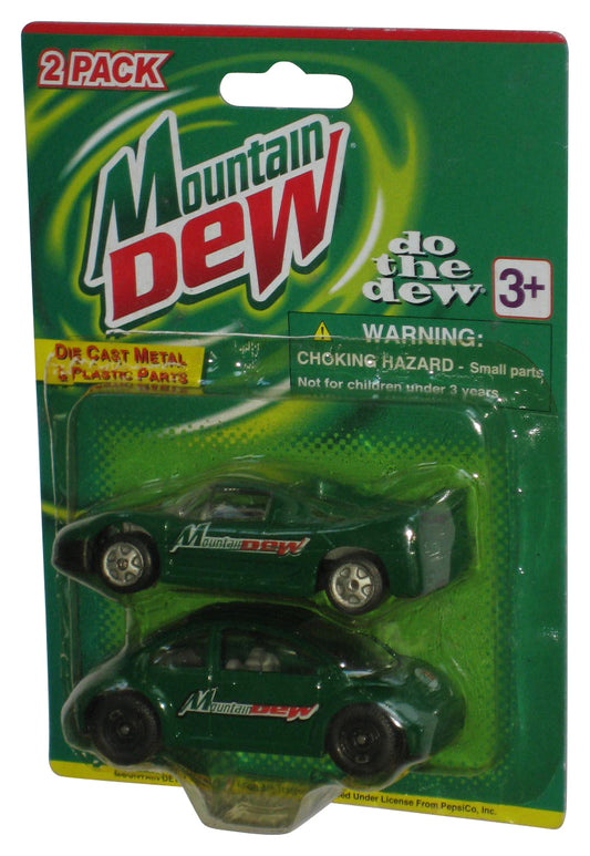 Mountain Dew Do The Dew Green Golden Wheel Die-Cast Toy Car 2-Pack - (Plastic Partially Loose From Card)