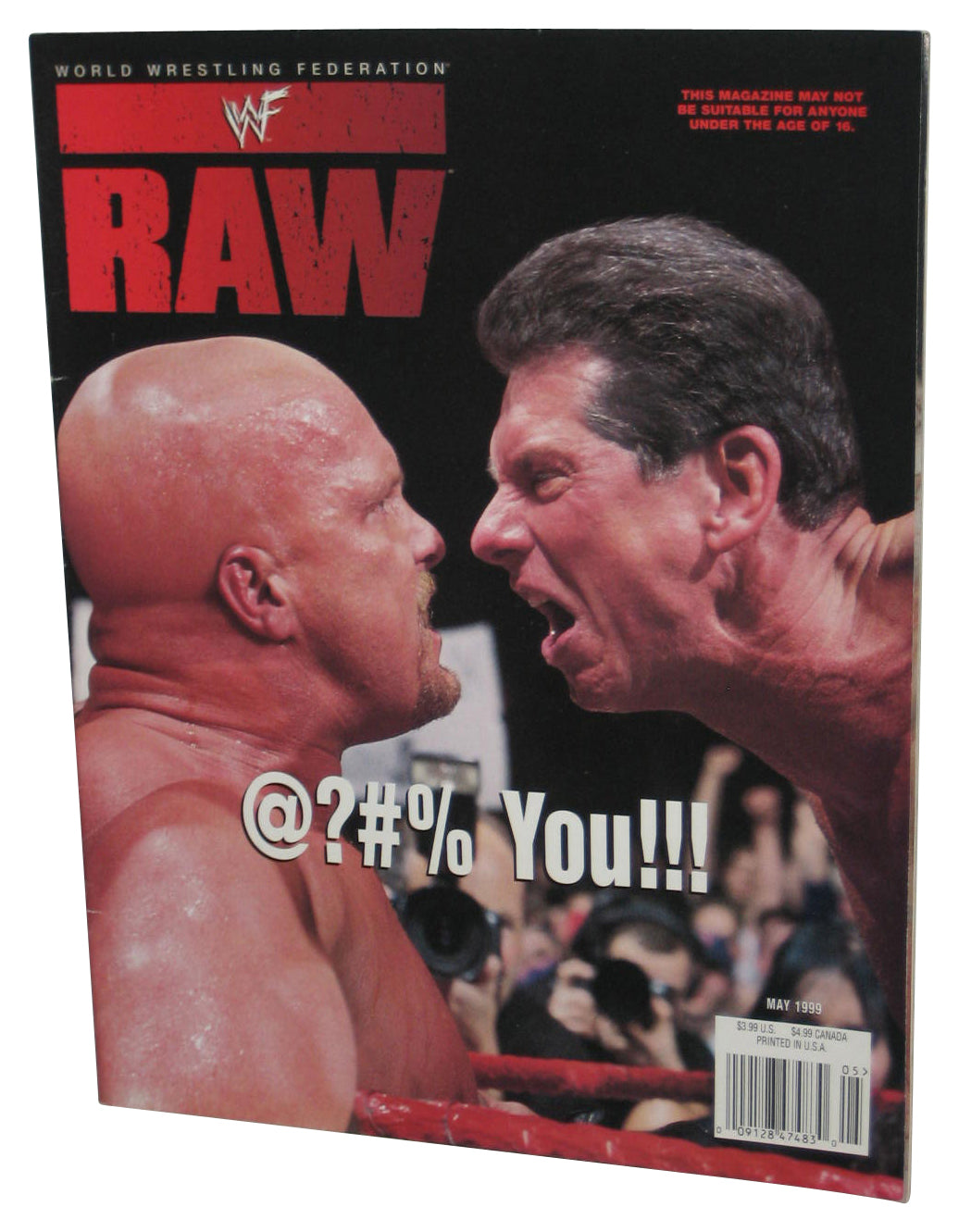 WWF Raw Wrestling May 1999 Magazine Book w/ Poster - (Stone Cold Steve Austin vs. Vince McMahon Cover)