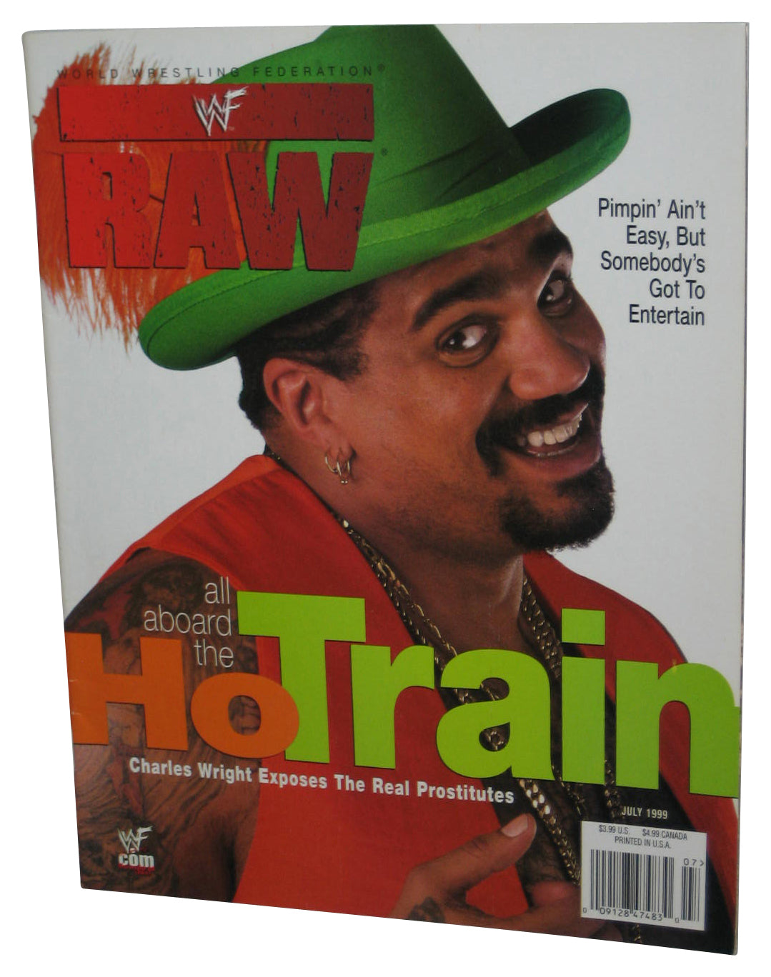 WWF Raw Wrestling July 1999 Magazine Book w/ Poster - (Charles Wright Ho Train Cover)