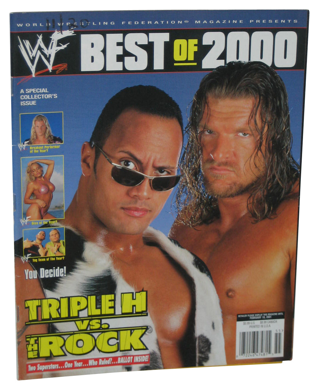 WWF Wrestling Best of 2000 Magazine Book - (Triple H vs The Rock Cover)