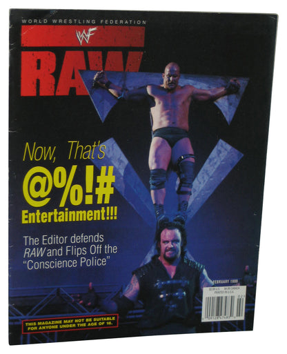 WWF Raw Wrestling February 1999 Magazine Book w/ Poster - (Undertaker & Stone Cold Steve Austin Cover)