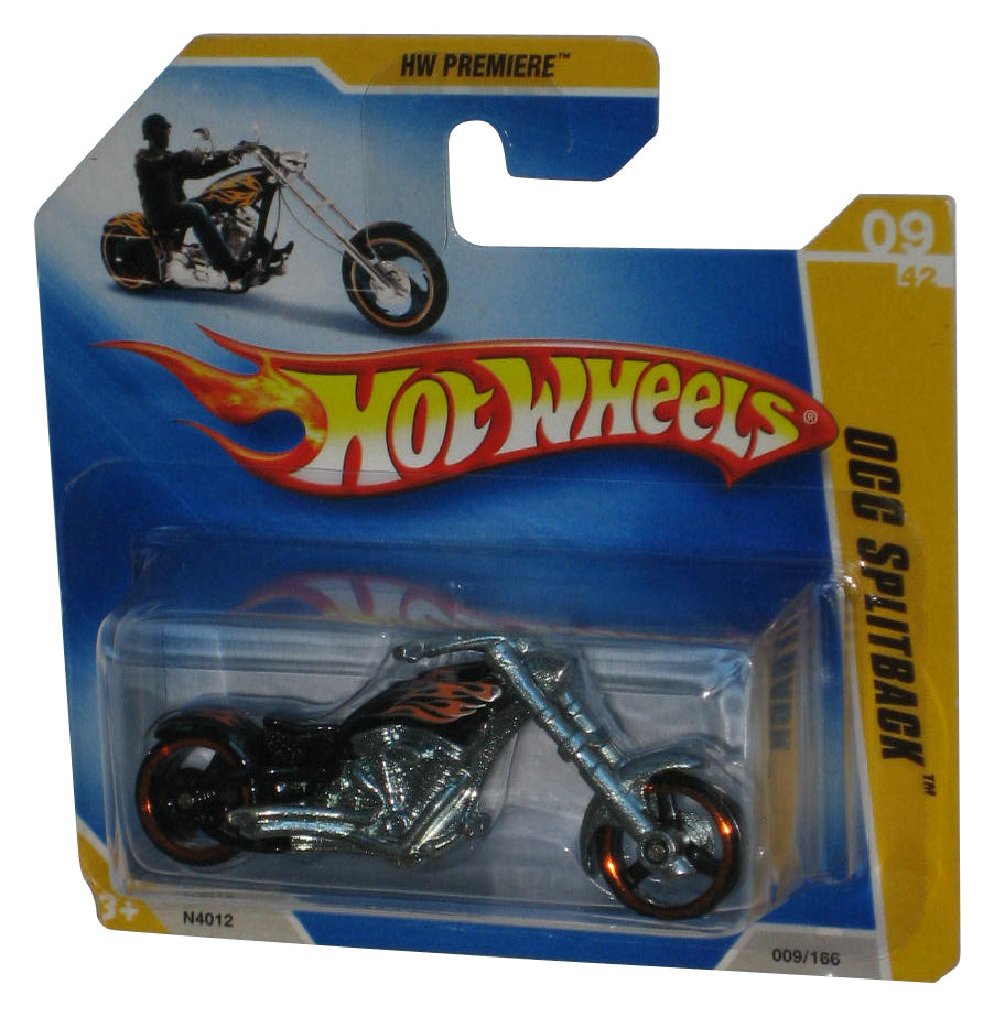 Hot Wheels 2009 New Models 09/42 (2008) Black & Orange OCC Splitback Toy Motorcycle Bike 009/190 - (Short Card)
