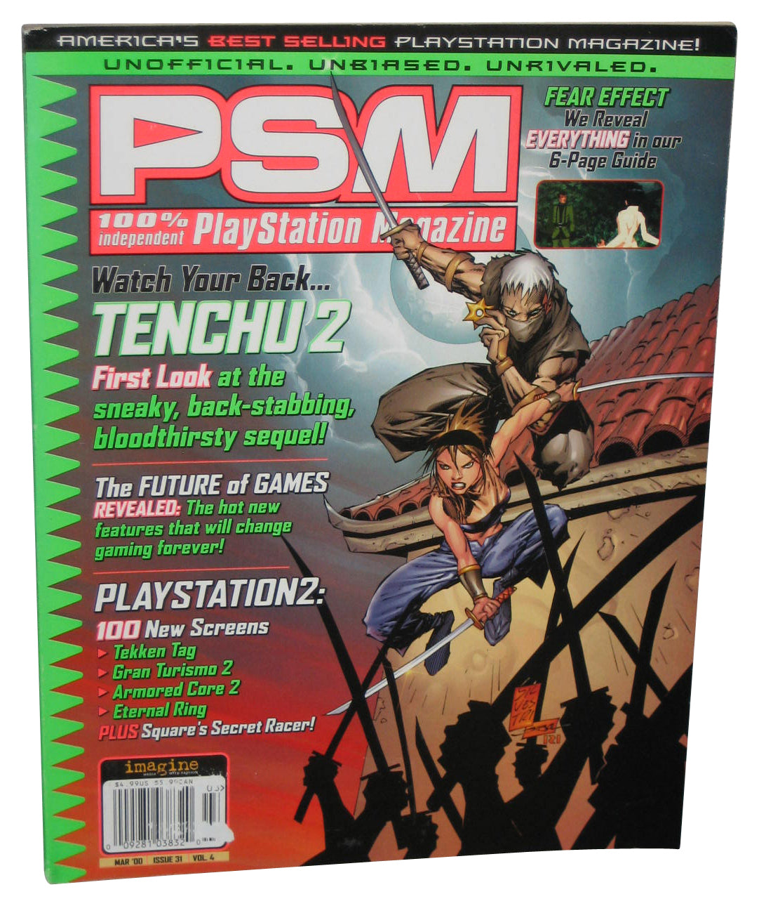 PlayStation PSM March '00 Issue #31 Vol. 4 Magazine Book - (Tenchu 2 Cover)