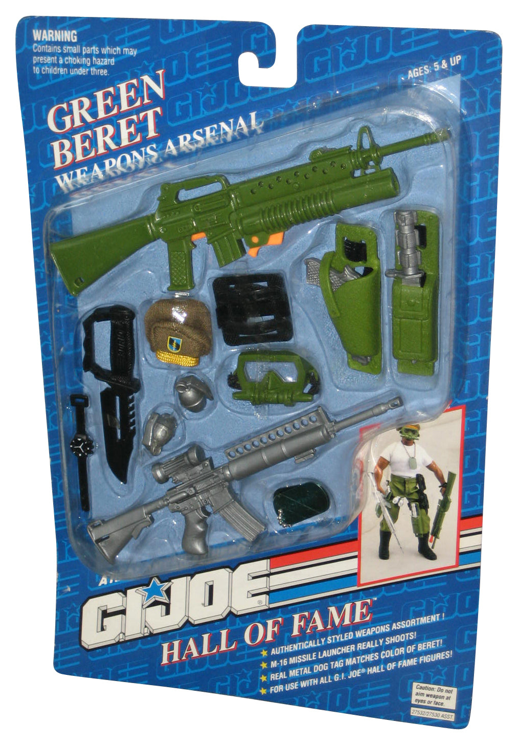 GI Joe Hall of Fame Hasbro (1993) Green Beret 12" Figure Weapon Arsenal Toy Accessories
