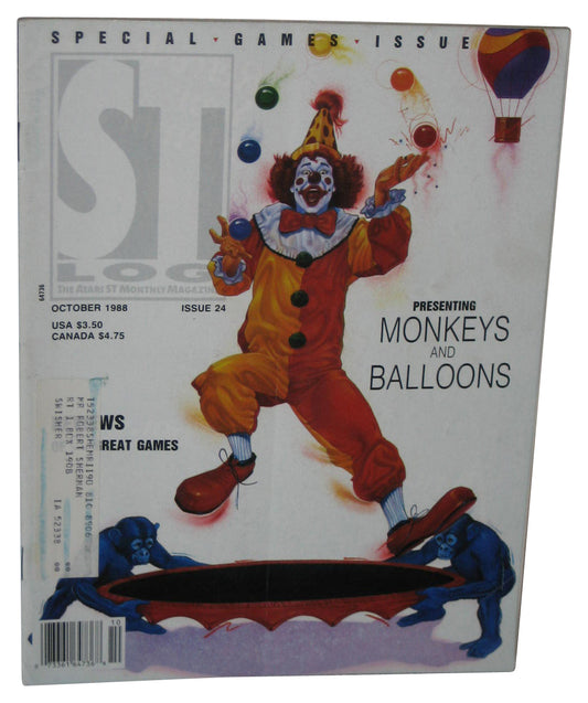 Atari ST Log October 1988 Magazine Book Issue #24 - (Monkeys and Balloons Cover)