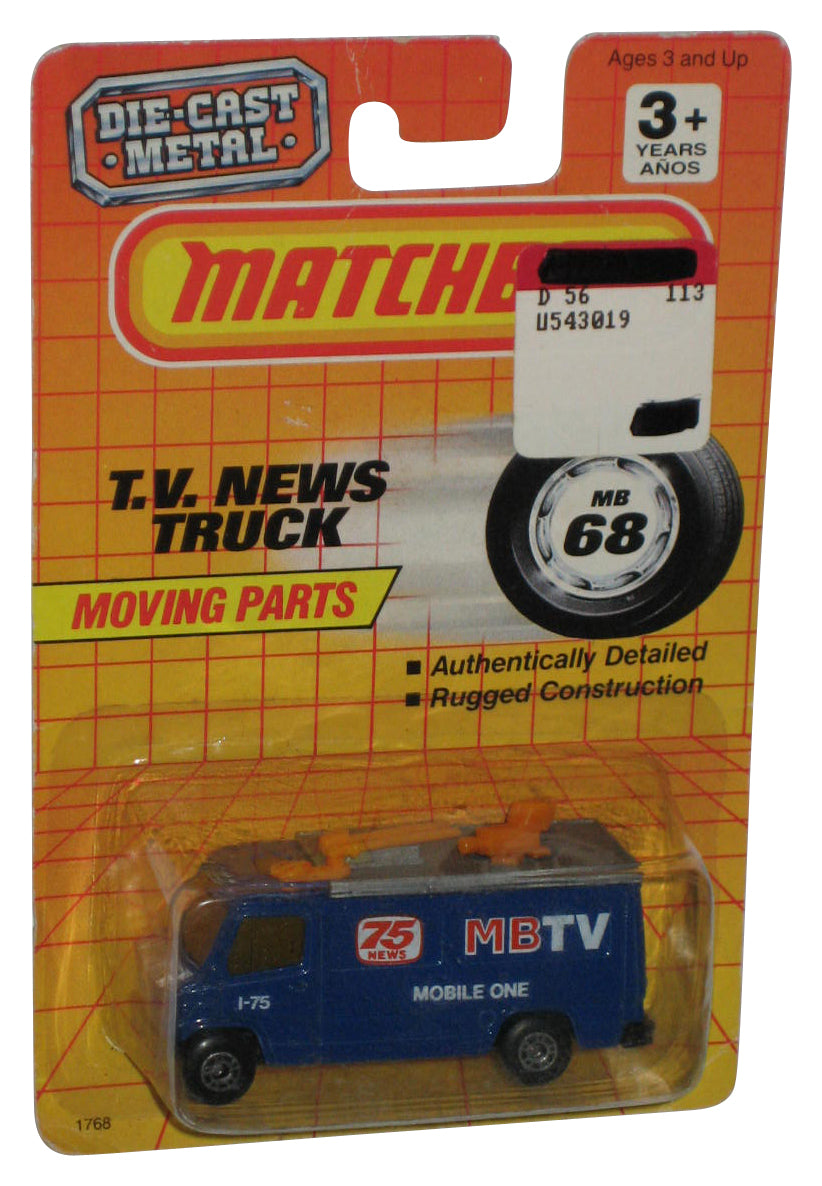Matchbox T.V. News Truck Moving Parts (1990) Blue Toy Van MB68