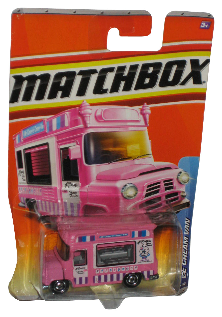 Matchbox City Action Pink Ice Cream Van (2010) Mattel Toy 63/100 - (Damaged Card)