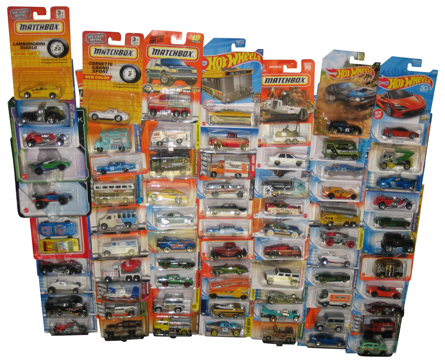 Hot Wheels & Matchbox Die Cast Mixed Collection -- (Lot of 73 Toy Cars)