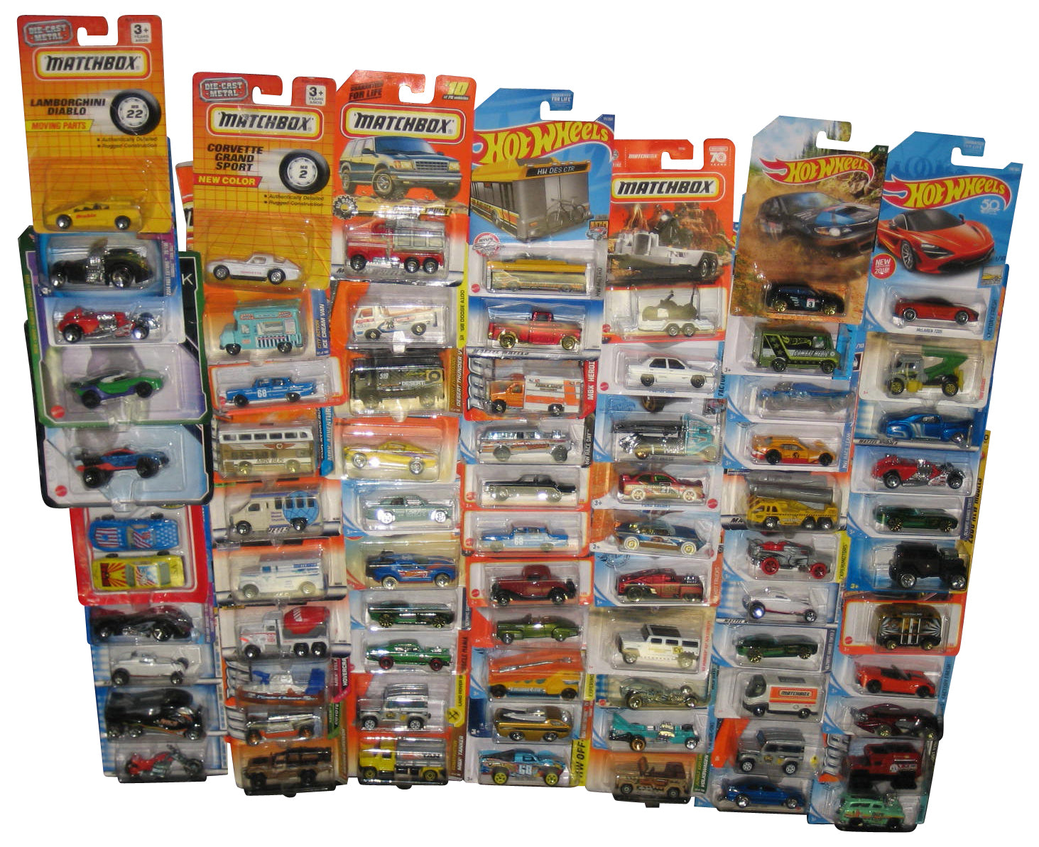Hot Wheels & Matchbox Die Cast Mixed Collection -- (Lot of 73 Toy Cars)