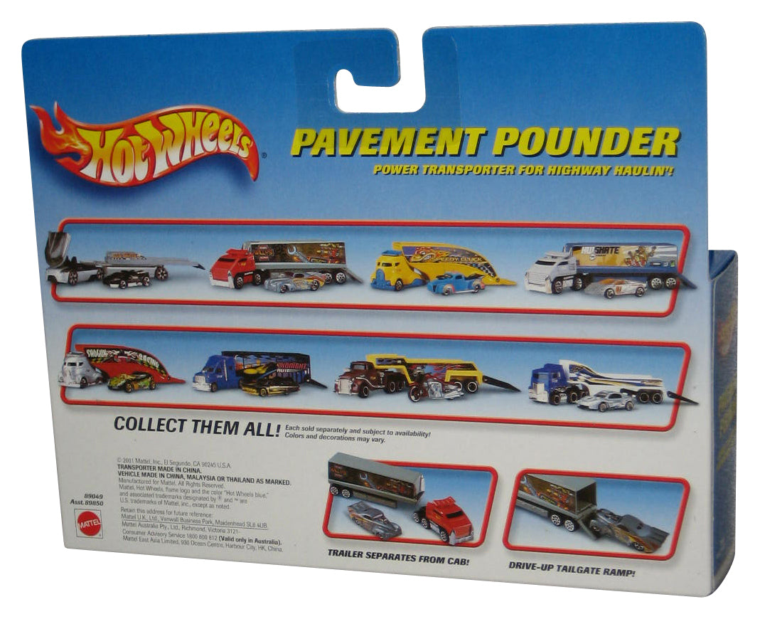 Hot Wheels Pavement Pounder (2001) Red & Yellow Semi Truck w/ Motorcycle Toy Bike