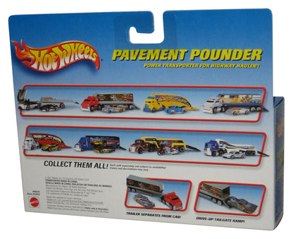 Hot Wheels Pavement Pounder (2001) Red & Yellow Semi Truck w/ Motorcycle Toy Bike