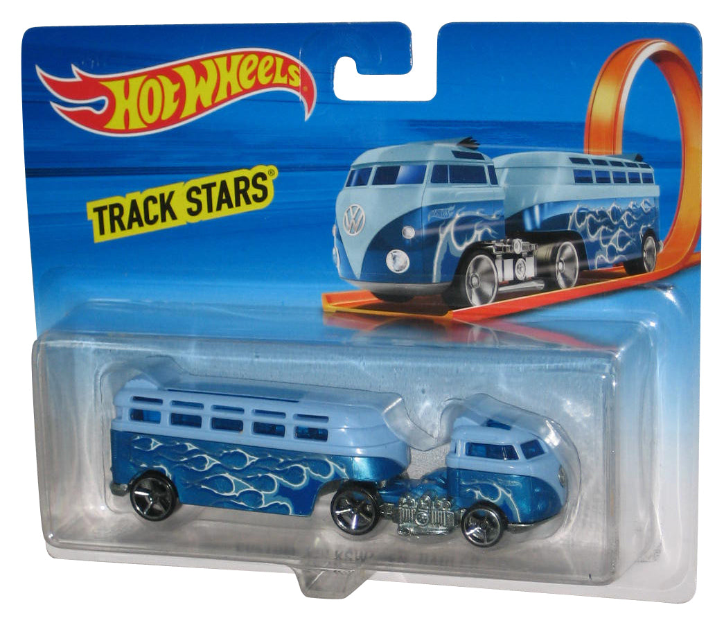 Hot Wheels Track Stars Custom Volkswagen Hauler (2016) Blue Toy Rig Truck