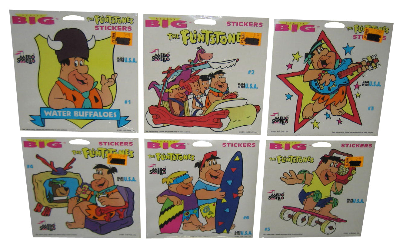The Flintstones Mello Smello (1991) Really Big Sticker Vintage Lot Set #1-6