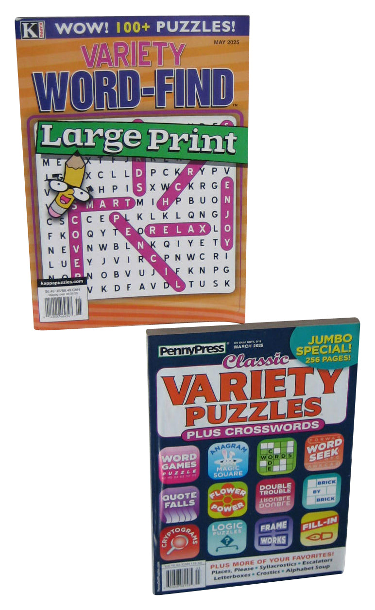 Lot of 3 Kappa Word-Find Large Print & PennyPress Puzzle Book Lot - (3 Books)