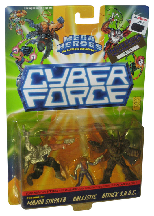 Cyber Force Limited Edition Major Stryker Ballstic & Attack S.H.O.C. Mattel Figure Set 3-Pack