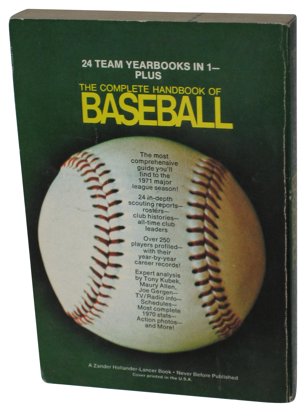 The Complete Handbook of Baseball (1971) Zander Hollander Paperback Book