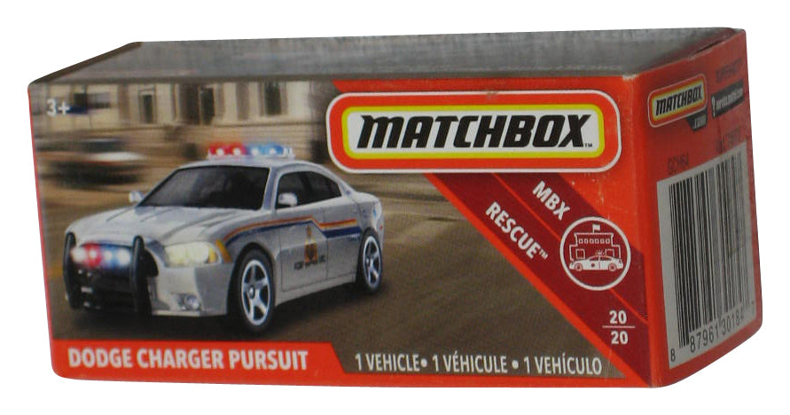 Matchbox MBX Rescue 20/20 (2018) Silver Dodge Charger Pursuit Power Grabs Box Toy Car 49/100