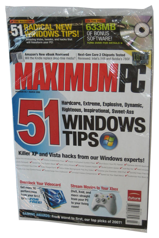 Maximum PC March 2008 Magazine Book Sealed w/ CD - (51 Windows Tips)