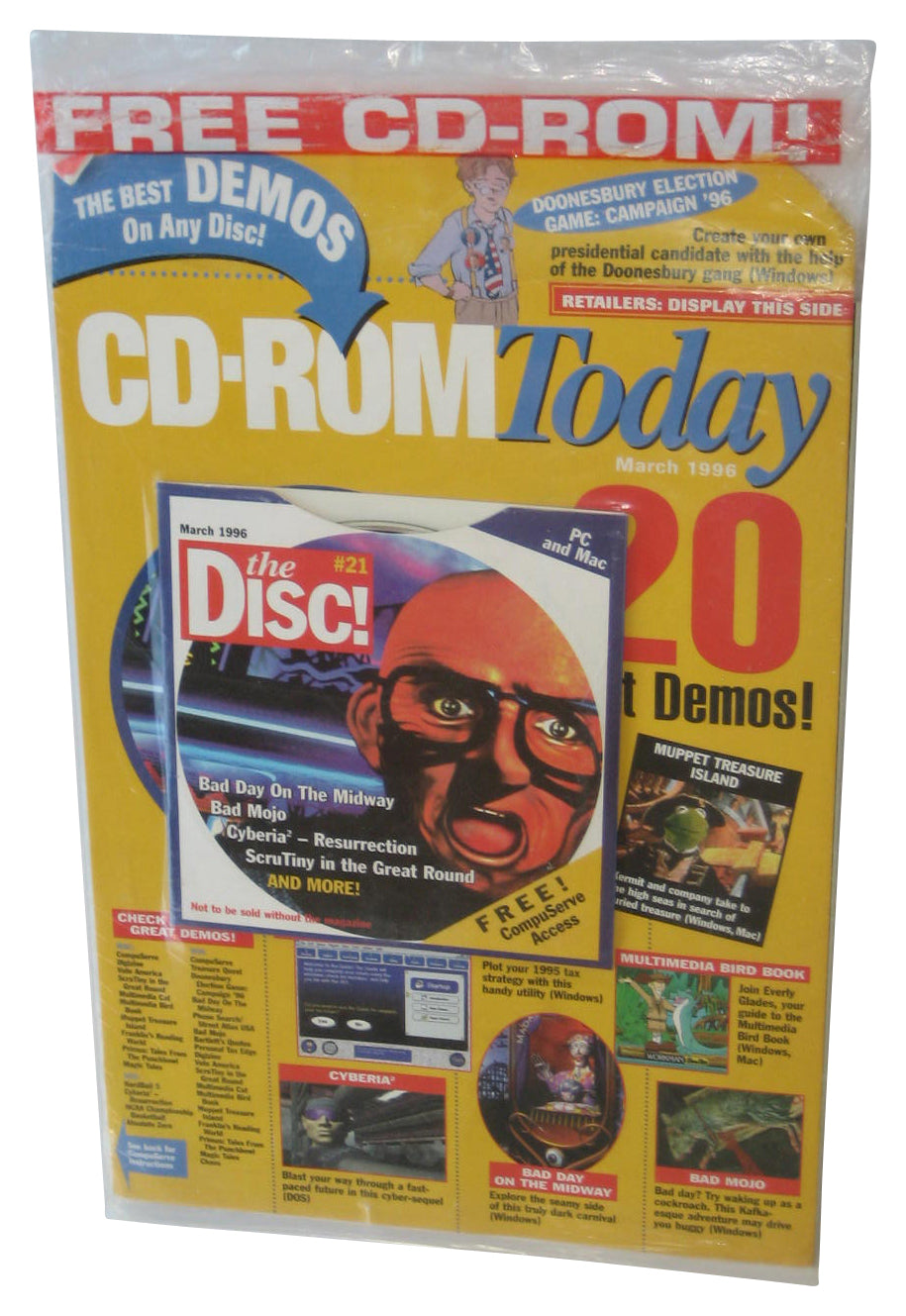 CD-Rom Today March 1996 Sealed PC & Mac Magazine Book w/ CD - (Dark Eye Cover)